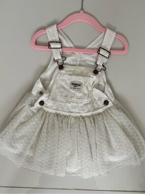 OshKosh B'gosh White Cream Dot Tulle Overall Dress